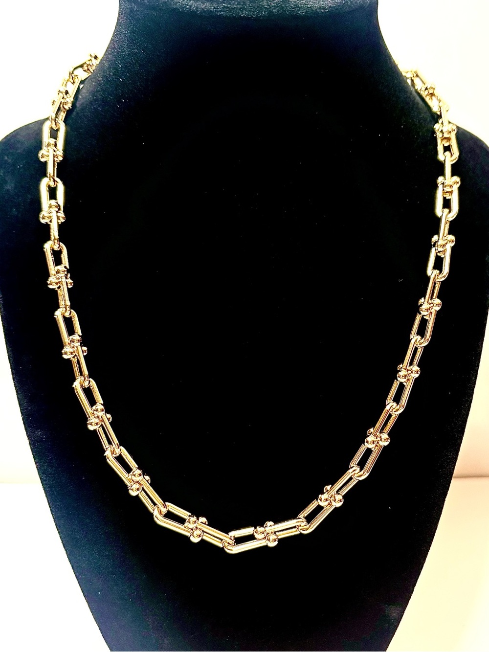 Classic 14k Gold Plated Horsebit Link Necklace